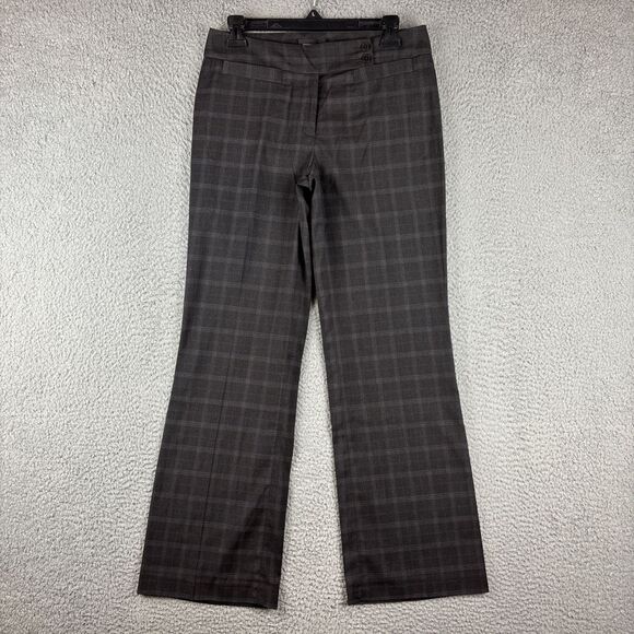Focus 2000 Pants Women's 6P Petite Plaid Gray Straight Leg Career Workwear - Picture 1 of 12